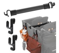 Paquete de 2 ganchos laterales multifuncionales de doble capa + barra de soporte para cochecito orientada hacia adelante, compatible con WONDERFOLD W4, colgar todo, accesorios de carro para niños