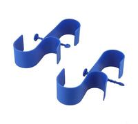 Paquete de 2 ganchos para poste de piscina, colgador doble de toallas para borde de piscina, organizador de montaje en pared de plástico para skimmer y accesorios, azul y gris (azul)