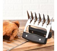 Paquete de 2 garras de carne de acero inoxidable para barbacoa, herramientas de cueva de metal sólido para triturar carne de res tirada, cerdo, pollo, pavo y pechuga, resistentes