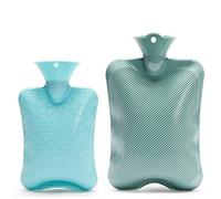 Paquete de 2 gomas clásicas for tamaños diferentes, litros/1 litro for mantener el calor en invierno, adecuado for regalo Navidad/cumpleaños, bolsa agua caliente(Blu)