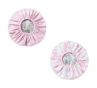 Paquete de 2 gorros de ducha para mujer - Tapón de vapor de aceite caliente acondicionador profundo para ducha, spa, viajes y cocina, reutilizables, impermeables, de doble capa (juego rosa)