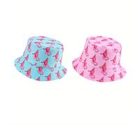 Paquete de 2 Gorros de Pescador de Cara con Estampado Completo de de Flamenco, Gorros de Pescador para Ocio al , Viajes en Todas , Sombrero de Playa de Moda para Hombres, Mujeres, Pareja, Sombrero de