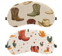 Paquete de 2 gorros de vaquero de cactus salvaje occidental en el desierto para dormir de lado, máscara de dormir, máscara de bloqueo de luz, cubierta suave para viajes, siesta, avión