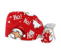 Paquete de 2 gorros quirúrgicos para mujer, sombrero de enfermera de murciélago para Halloween, sombrero ajustable con lazo trasero, pelo largo, santa, navidad, Medium