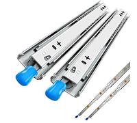 Paquete de 2 guías de cajón resistentes con cerradura de 22 pulgadas, 32 pulgadas, 42 pulgadas, capacidad de 120 kg, desmontables, fáciles de instalar, 3 pliegues, extensibles, corredores de gabinete
