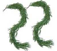 Paquete de 2 guirnaldas de pino artificial de ratán decorativo de Navidad de 180 cm, flexible, para interiores y exteriores, decoración de mesa de comedor para el hogar, oficina, fiesta, invierno
