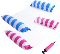 Paquete de 2 hamacas de agua inflables 4 en 1, reclinables flotantes multifunción estilo sillín para piscina de adultos y relajación en la playa