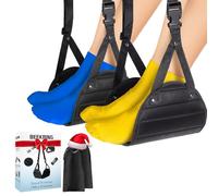 Paquete de 2 hamacas de pie esenciales para viajes en avión, hamaca portátil para viajes en avión, reposapiés de avión ajustable, esencial para vuelos largos