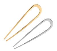 Paquete de 2 horquillas francesas para el cabello, horquillas en forma de U para mujeres, garras de metal para un fácil francés, moño bajo y peinados recogidos (oro y plata)