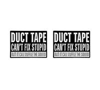 Paquete de 2 insignias divertidas con cita - "Duct Tape Can't Fix Stupid But It Can Muffle the Sound" - Broche de solapa de sarcasmo de humor para hombres y mujeres, regalo para mochila, chamarra