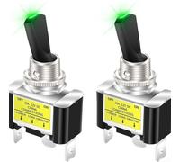 Paquete de 2 interruptores SPST de 12 V 30 A con indicador LED rojo, interruptor basculante marino de encendido/apagado de 3 pines para automóvil, RV, barco, montaje en panel de 12 mm (verde)
