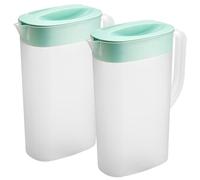 Paquete de 2 jarras de agua de plástico grandes de 1/2 galón con tapa, jarras de amplio rango de temperatura para bebidas frías/calientes, té helado, jugo y agua verde
