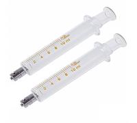 Paquete de 2 jeringas de vidrio con tapas, jeringa de vidrio reutilizable Luer Lock de 10 ml, inyector de metal Luer Lock para laboratorio