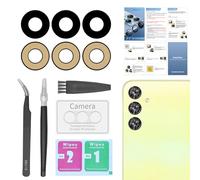 Paquete de 2 lentes de repuesto para cámara trasera Samsung Galaxy A25 con protector de lente de cámara + adhesivo preinstalado, incluye juego de herramientas de reparación + manual de instalación
