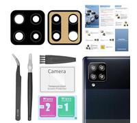 Paquete de 2 lentes de repuesto para cámara trasera Samsung Galaxy A42 con protector de lente de cámara + adhesivo preinstalado, incluye juego de herramientas de reparación + manual de instalación