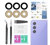 Paquete de 2 lentes de repuesto para cámara trasera Samsung Galaxy A54 con protector de lente de cámara + adhesivo preinstalado, incluye juego de herramientas de reparación + manual de instalación