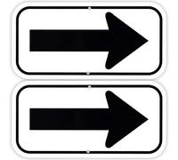 Paquete de 2 letreros de flecha, para uso en interiores o exteriores, 12 x 6 pulgadas, 0.4 pulgadas, letrero reflectante de aluminio libre de óxido, protección UV y resistente a la intemperie