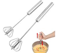 Paquete de 2 licuadoras, licuadora semiautomática, espumador de leche, licuadora giratoria, licuadora para mezclar, batir y licuar, batidora de mano, mezclador giratorio de acero inoxidable