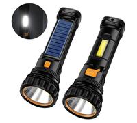 Paquete de 2 linternas LED, con energía solar y recargables, 1000 lúmenes, linterna de emergencia, fuente de alimentación de respaldo, carga