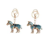 Paquete de 2 llaveros de Caballo para Hombre, con Diamantes de imitación, Llavero de Caballo, Llavero con dijes Brillantes, Azul Piezas, 10.50X6.50X1.50CMx2pcs