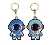 Paquete de 2 llaveros de piel sintética de astronauta para Apple AirTag | Bonita funda protectora en relieve 3D para AirTag, tarjeta de acceso, llavero protector para mochila de equipaje de niños