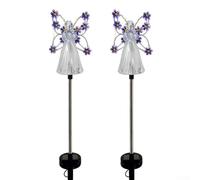 Paquete de 2 luces de ángel alimentadas por energía solar con LED que cambian de color para jardín al aire libre e iluminación conmemorativa, luces de paisaje resistentes a la intemperie, adecuadas