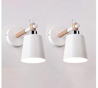 Paquete de 2 luces de pared Aplique de pared moderno nórdico Lámpara de pared de color macaron, base de metal de Ø10 cm, brazo de madera, luz de montaje en pared para sala de estar, dormitorio, ilumin
