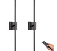 Paquete De 2 Luces De Pared Para Interiores Que Funcionan Con Pilas,Lámpara De Pared Inalámbrica Recargable Por USB,Apliques De Pared Lineales De Tira Larga Con Rotación De 360° (BLACK)