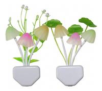 Paquete de 2 luces nocturnas con forma de hongo, lámpara LED de pared para mesita de noche para niños y adultos, luz con sensor regulable de