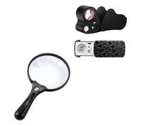 Paquete de 2 lupas de joyero de 30X, 60X y 90X con luz de aumento grande de 10X, 20X y 45X para personas mayores que leen.