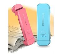 Paquete de 2 Luz de Lectura Recargable,Lámpara con Pinzas para Protección Ocular -3 Colores & Regulación de Brillo Continua, Plegable para Leer en la Cama,Ideal para Amantes de Libros,Ros Azul