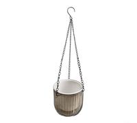 Paquete de 2 macetas colgantes de riego automático con nivel de agua visible, macetas de plástico gris para interiores y exteriores, hierbas, flores, decoración de jardín (pequeño)