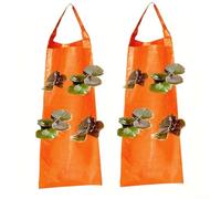 Paquete de 2 macetas colgantes verticales diseñadas para tomates, pimientos, hierbas, ahorro de espacio, tela de jardín, 62 x 25 cm (E)