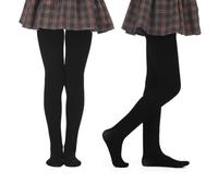 Paquete de 2 mallas térmicas para niñas, 140 denier, opacas, 0,5 tog, ropa interior gruesa y cálida cepillada, suave, cómoda, invierno, escuela, uso diario, color negro, 5-13 años, Negro, 9-10 años