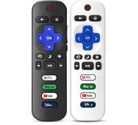 Paquete de 2 mandos a distancia de repuesto solo para Roku TV, compatible con todos los TCL/Hisense/Onn/Sharp/Philips / (no para Roku Stick, Box o altavoz) (obsidiana negra y blanco glaciar)