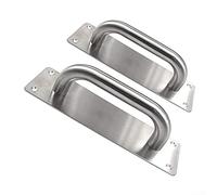 Paquete de 2 manijas de puerta de acero inoxidable para uso en granero y fuego, diseñadas para un rendimiento robusto al aire libre (cuadradas)