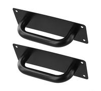Paquete de 2 manijas de puerta ignífugas de acero inoxidable para pasajes corredizas y puertas cortafuegos, residenciales, comerciales, acabado negro, herrajes resistentes