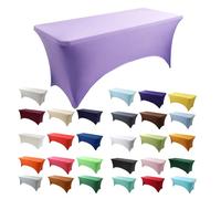 Paquete de 2 manteles rectangulares de elastano de alta calidad, lavables y resistentes a las arrugas, para bodas, fiestas, banquetes, cenas, eventos, color morado B
