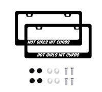 Paquete de 2 marcos de placa Hot Girls Hit Curbs, aluminio negro