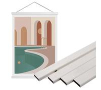 Paquete de 2 marcos magnéticos para colgar pósteres, de madera de teca, pino, para colgar fotos, fotos, lienzo, obras de arte, sala de arte, decoración interior del hogar (marco blanco, 8 pulgadas)