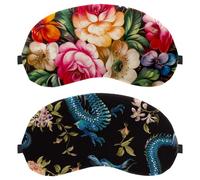 Paquete de 2 máscaras bordadas de flores de dragón para dormir de lado, máscara de dormir, máscara de bloqueo de luz, cubierta suave para viajes, siesta, avión