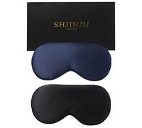 Paquete de 2 máscaras de ojos de seda natural 100% real, máscara de dormir de seda, regalo de ojos hinchados con correas ajustables, máscara de ojos para dormir, sombra de máscara de ojos SHJINJU