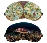 Paquete de 2 máscaras de ojos de tortuga marina verde, máscara de ojos para dormir de lado, sin presión ocular nocturna, cubierta de sueño ajustable, bloquea completamente la sombra de ojos ligera