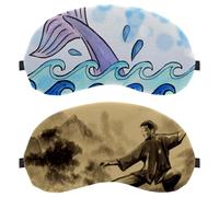 Paquete de 2 máscaras de sueño con pintura de tai chi chino Kongfu, bloquea completamente la luz para dormir de lado, cero presión ocular con los ojos vendados, cubierta ajustable para sombra de ojos