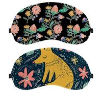 Paquete de 2 máscaras para dormir con diseño floral de zorro de dibujos animados, máscara de ojos para hombres y mujeres, máscaras transpirables para dormir, cero presión ocular para dormir