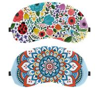 Paquete de 2 máscaras para dormir con patrón floral de mandalas azules, máscara de ojos para hombres y mujeres, máscaras transpirables para dormir, cero presión ocular para dormir