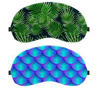 Paquete de 2 máscaras para dormir de cuento de sirena, bloquea completamente la luz para dormir de lado, cero presión ocular con los ojos vendados, cubierta ajustable para sombra de ojos