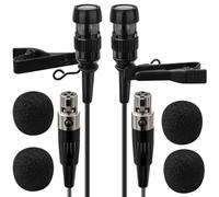 Paquete de 2 micrófonos de solapa Lavalier de condensador unidireccional, micrófono de solapa con clip, mini XLR TA3F, micrófono de enchufe solo para AKG, trabajo para vlog, entrevista, enseñanza