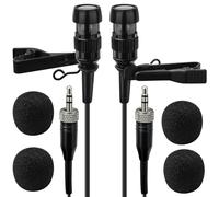 Paquete de 2 micrófonos de solapa Lavalier de condensador unidireccional, micrófono de solapa con clip de 3,5 mm, micrófono hembra de rosca solo para Sennheiser, trabajo para vlog, entrevista