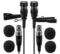 Paquete de 2 micrófonos de solapa Lavalier de condensador unidireccional, micrófono de solapa mini XLR de 4 pines TA4F, micrófono de enchufe solo para Shure, trabajo para vlog, entrevista, enseñanza